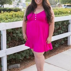Boutique Simplified Krista Tunic Dress In Fuchsia