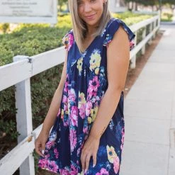 Boutique Simplified New Arrivals Navy Blooms Summer Dress