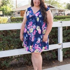 Boutique Simplified New Arrivals Navy Blooms Summer Dress