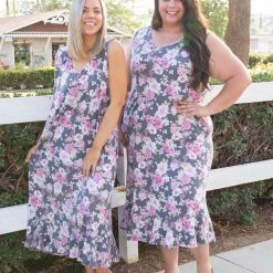 Boutique Simplified Dusty Floral Midi Dress