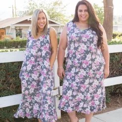 Boutique Simplified Dusty Floral Midi Dress