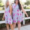 Boutique Simplified Floral Path Tunic Dress