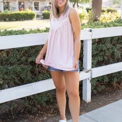 Boutique Simplified Boho Charm Sleeveless Top In Blush 14 Boutique Simplified Boho Charm Sleeveless Top In Blush