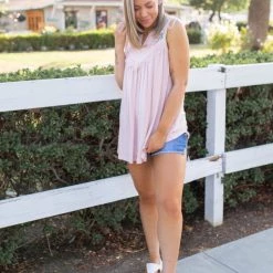 Boutique Simplified Boho Charm Sleeveless Top In Blush 15 Boutique Simplified Boho Charm Sleeveless Top In Blush