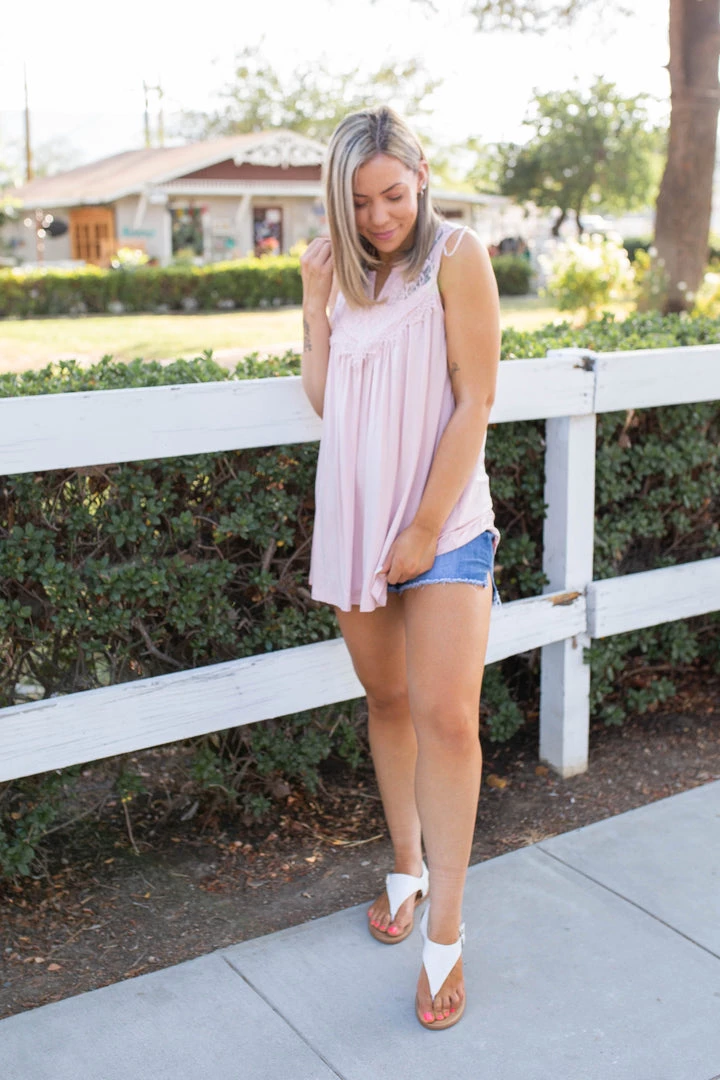 Boutique Simplified Boho Charm Sleeveless Top In Blush 8 Boutique Simplified Boho Charm Sleeveless Top In Blush