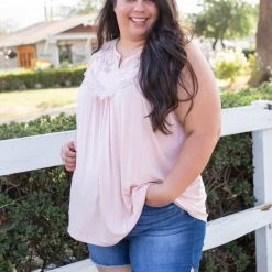Boutique Simplified Boho Charm Sleeveless Top In Blush 16 Boutique Simplified Boho Charm Sleeveless Top In Blush