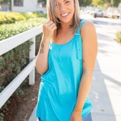 Boutique Simplified New Arrivals Minty Buckle Strap Top