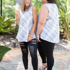 Boutique Simplified Plaid To Meet You Tank