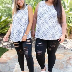Boutique Simplified Plaid To Meet You Tank