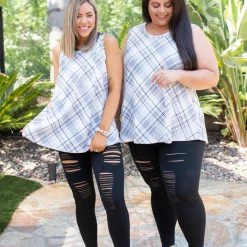 Boutique Simplified Plaid To Meet You Tank