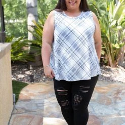 Boutique Simplified Plaid To Meet You Tank