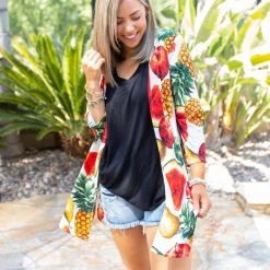Boutique Simplified Tooty Fruity Open Face Kimono