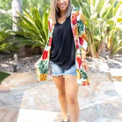 Boutique Simplified Tooty Fruity Open Face Kimono