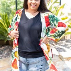 Boutique Simplified Tooty Fruity Open Face Kimono