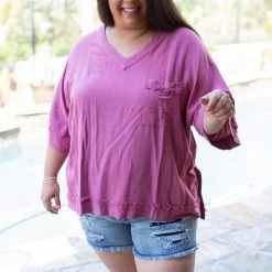 Boutique Simplified Frayed To Perfection In Raspberry