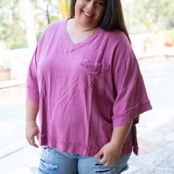 Boutique Simplified Frayed To Perfection In Raspberry