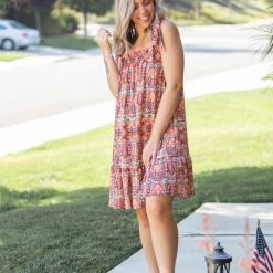 Boutique Simplified Bohemian Rhapsody Ruffle Hem Dress New Arrivals