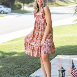 Boutique Simplified Bohemian Rhapsody Ruffle Hem Dress New Arrivals