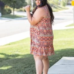 Boutique Simplified Bohemian Rhapsody Ruffle Hem Dress New Arrivals