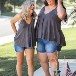 Boutique Simplified My Charcoal Empire Sweater Tank New Arrivals