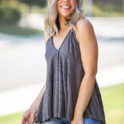 Boutique Simplified My Charcoal Empire Sweater Tank New Arrivals