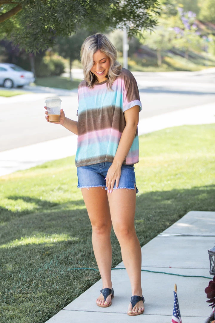 Boutique Simplified New Arrivals Gradiently Striped Boxy Tee 7 Boutique Simplified New Arrivals Gradiently Striped Boxy Tee