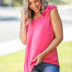 Boutique Simplified Added Touch Sleeveless Top New Arrivals