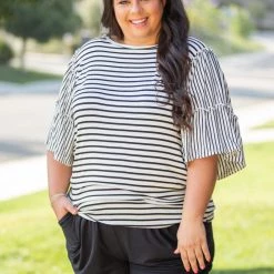 Boutique Simplified Fly Away With Me Ruffle Sleeve Top