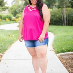 Boutique Simplified Criss Cross You Don't Stop - Fuchsia New Arrivals