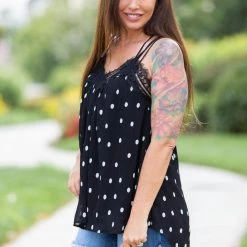 Boutique Simplified Dotting Around Lace Trim Cami New Arrivals