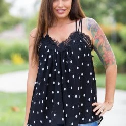 Boutique Simplified Dotting Around Lace Trim Cami New Arrivals