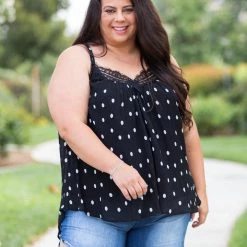 Boutique Simplified Dotting Around Lace Trim Cami New Arrivals