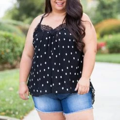 Boutique Simplified Dotting Around Lace Trim Cami New Arrivals