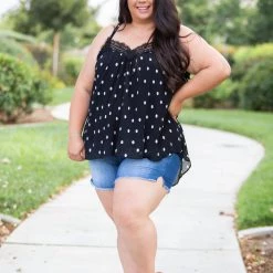 Boutique Simplified Dotting Around Lace Trim Cami New Arrivals