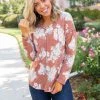 Boutique Simplified Rustic Floral Long Sleeve Top New Arrivals