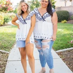 Boutique Simplified Doesn't Get Any Better Embroidered Top