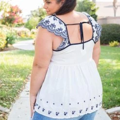 Boutique Simplified Doesn't Get Any Better Embroidered Top