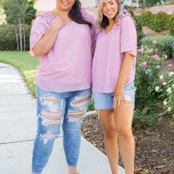 Boutique Simplified Polka My Dot Short Sleeve Top New Arrivals