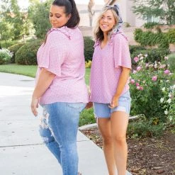 Boutique Simplified Polka My Dot Short Sleeve Top New Arrivals