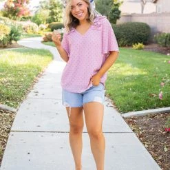 Boutique Simplified Polka My Dot Short Sleeve Top New Arrivals