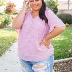 Boutique Simplified Polka My Dot Short Sleeve Top New Arrivals