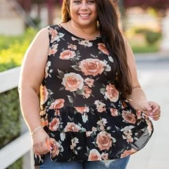 Boutique Simplified Rustic Rose Sleeveless Top
