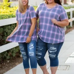 Boutique Simplified Country Club Plaid Short Sleeve