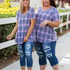 Boutique Simplified Country Club Plaid Short Sleeve