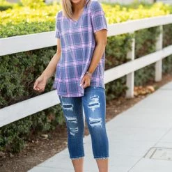 Boutique Simplified Country Club Plaid Short Sleeve