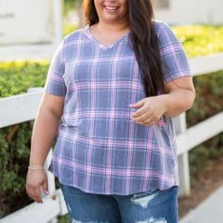 Boutique Simplified Country Club Plaid Short Sleeve