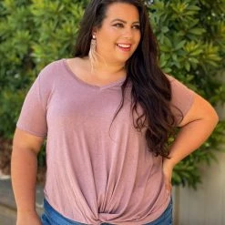 Boutique Simplified Tunic With A Twist In Eggplant New Arrivals