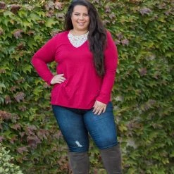 Boutique Simplified Entwined With You Long Sleeve Top In Red