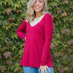Boutique Simplified Entwined With You Long Sleeve Top In Red