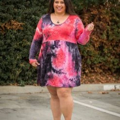 Boutique Simplified You're My Muse Dress In Black & Red Tie Dye New Arrivals